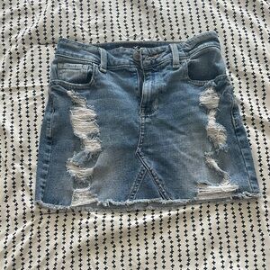 Hollister Light Blue Ripped Mini Skirt